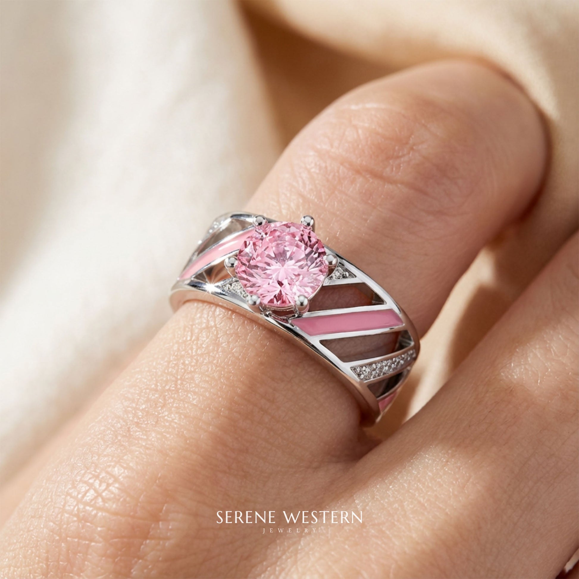 Aurora Veil Ring - Rose Quartz - Serene Western