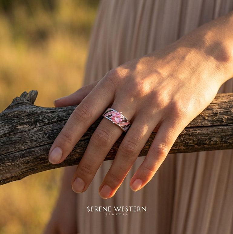 Aurora Veil Ring - Rose Quartz - Serene Western