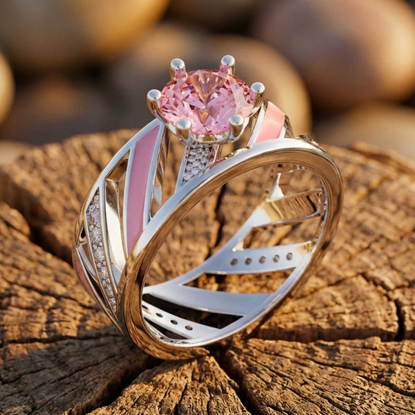 Aurora Veil Ring - Rose Quartz