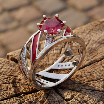 Aurora Veil Ring - Rubin