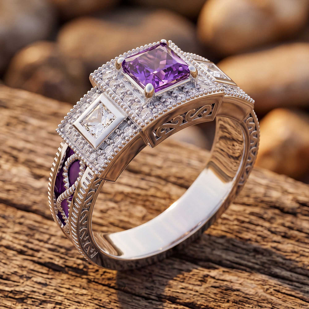 Azure Lighthouse Ring - Amethyst - Serene Western