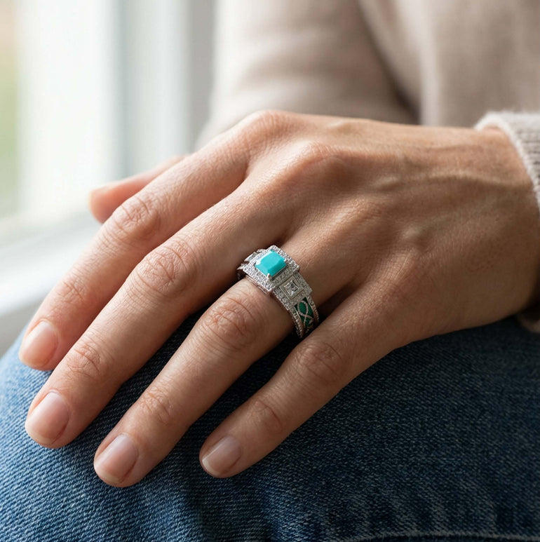 Azure Lighthouse Ring - Turquoise - Serene Western