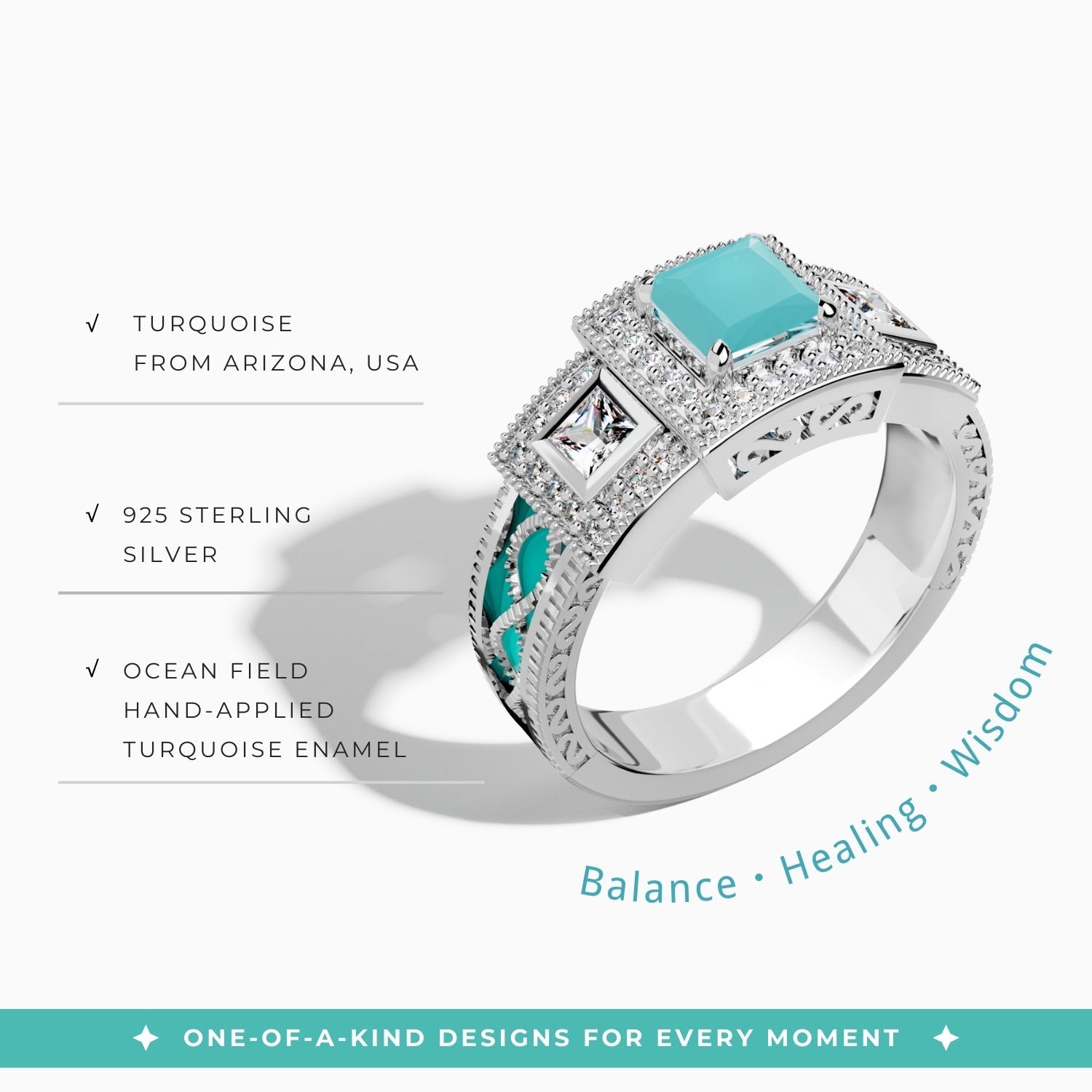 Azure Lighthouse Ring - Turquoise - Serene Western