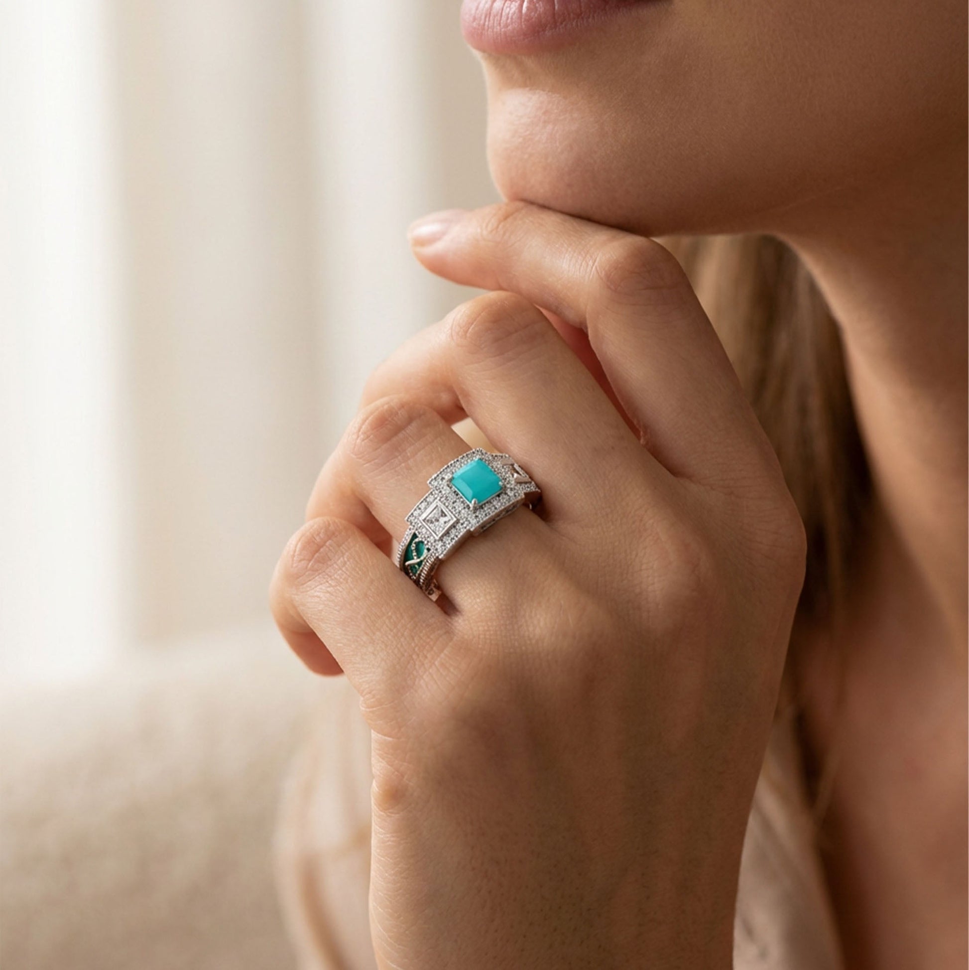 Azure Lighthouse Ring - Turquoise - Serene Western