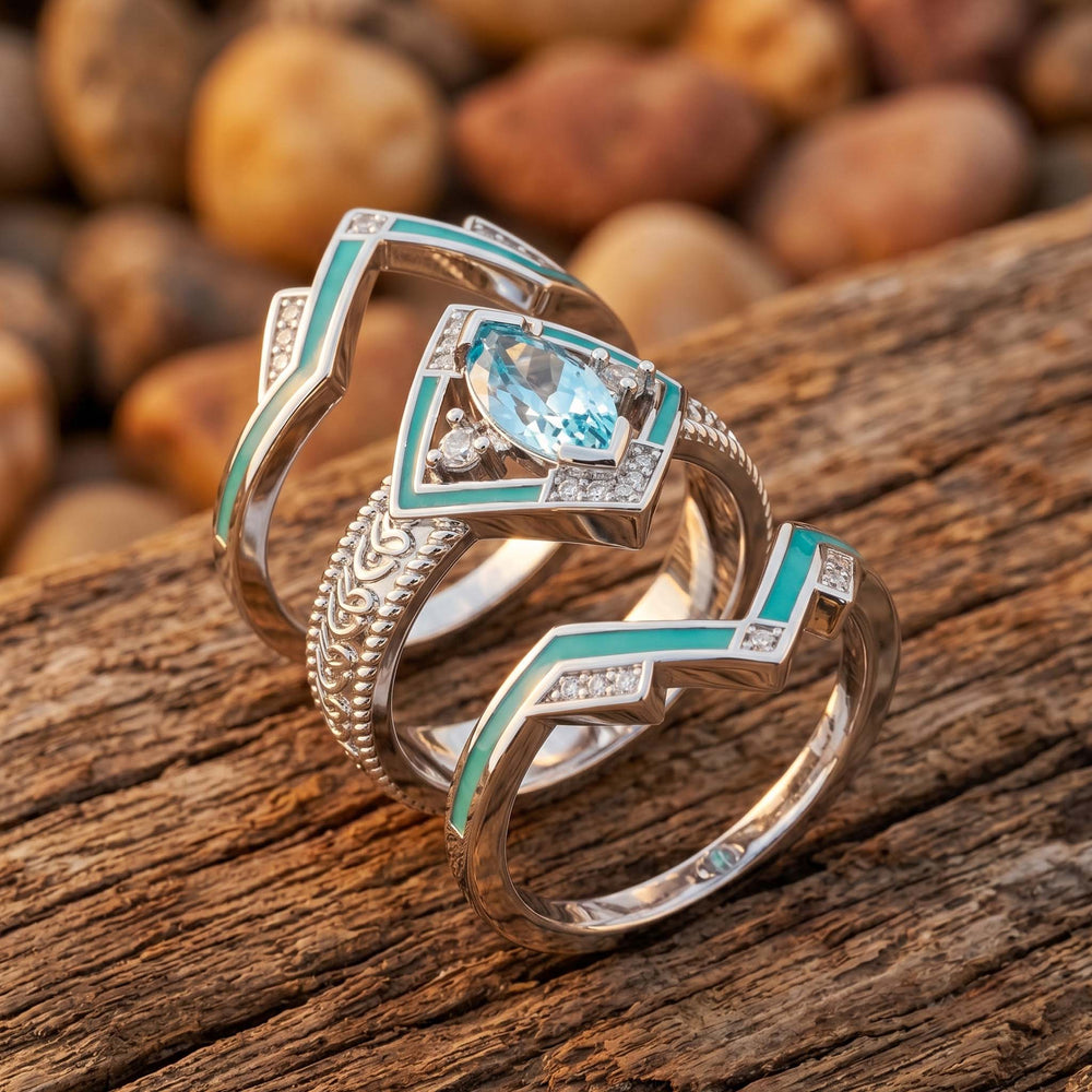 Azure Mesa Shield Ring - Aquamarine - Serene Western