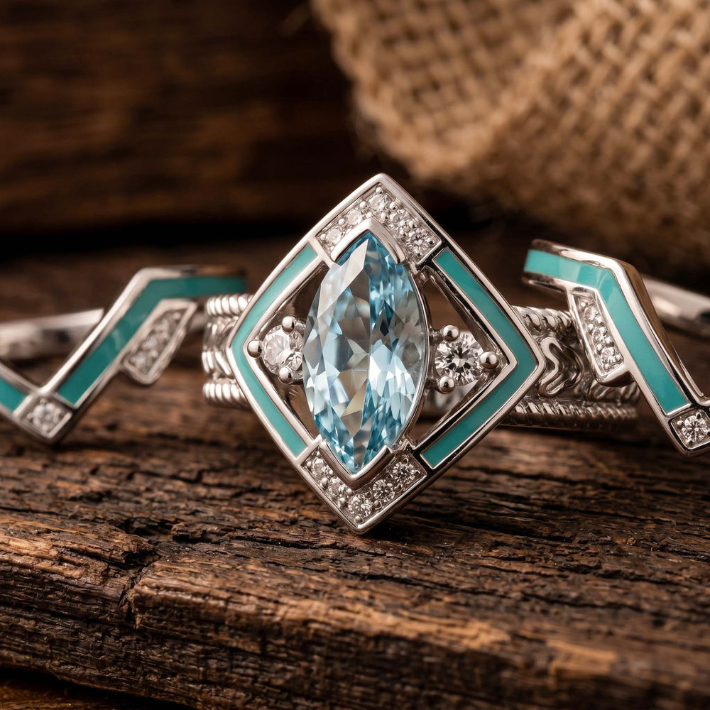 Azure Mesa Shield Ring - Aquamarine - Serene Western