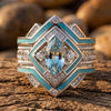 Azure Mesa Shield Ring - Aquamarine
