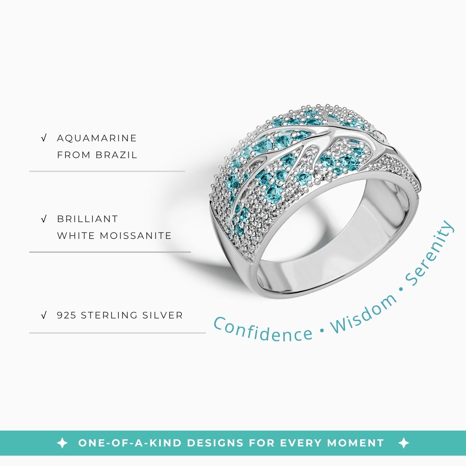 Bubblewaltz Ring - Aquamarine - Serene Western