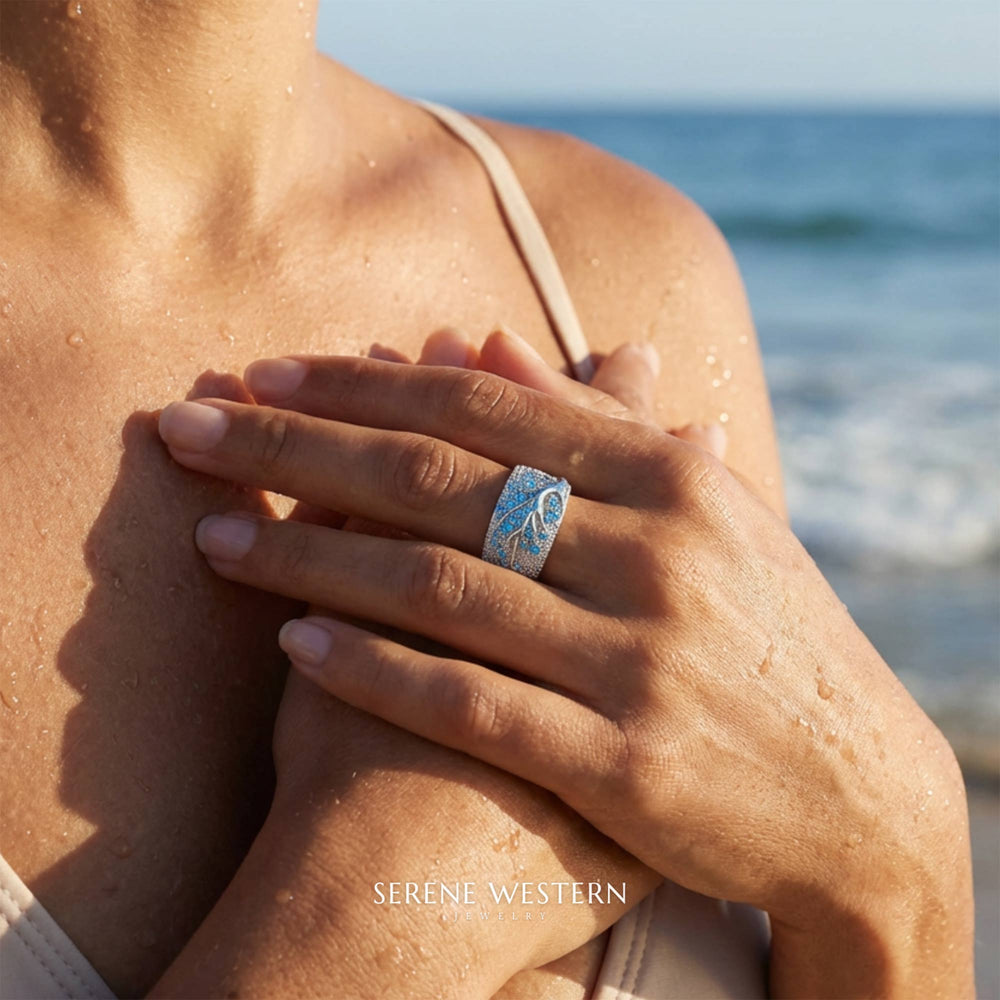 Bubblewaltz Ring - Aquamarine - Serene Western