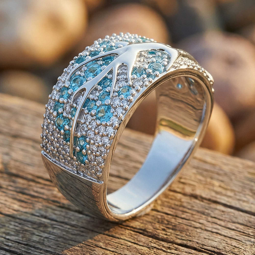 Bubblewaltz Ring - Aquamarine - Serene Western