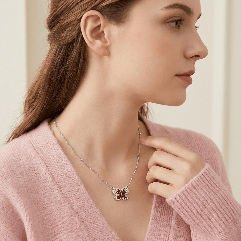 Butterfly Kismet Necklace - Garnet - Serene Western