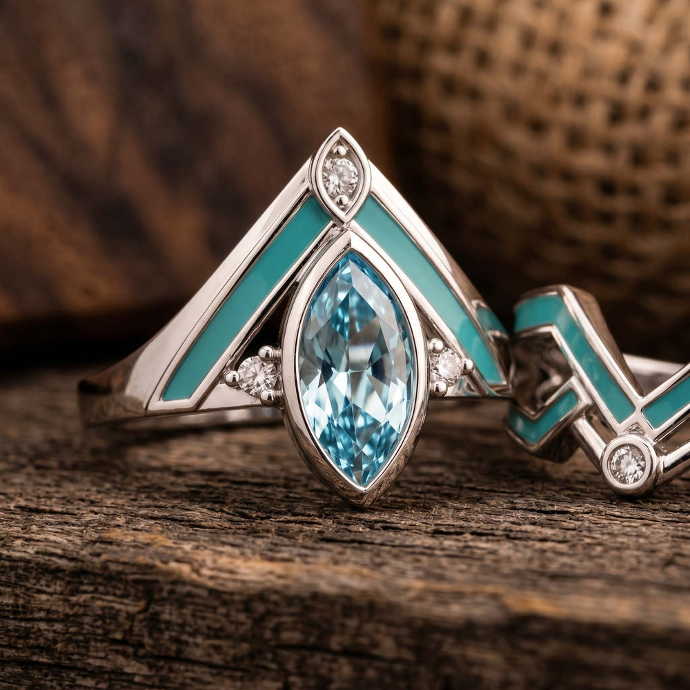 Canyon Peak Ring - Aquamarine - Serene Western