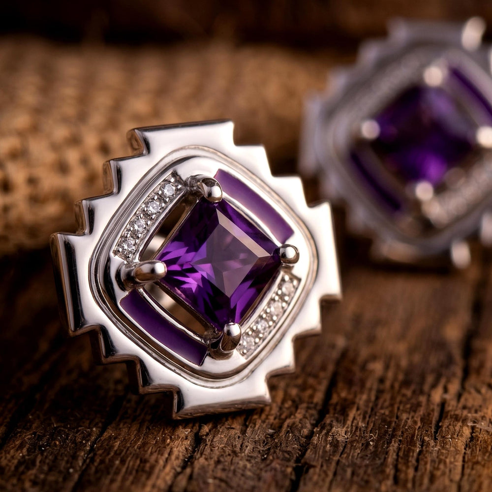 Cascading Ridges Earrings - Amethyst - Serene Western