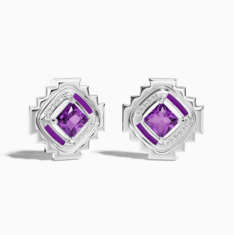 Cascading Ridges Earrings - Amethyst - Serene Western