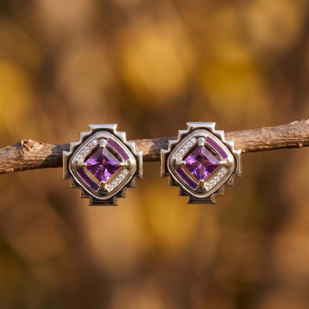 Cascading Ridges Earrings - Amethyst - Serene Western