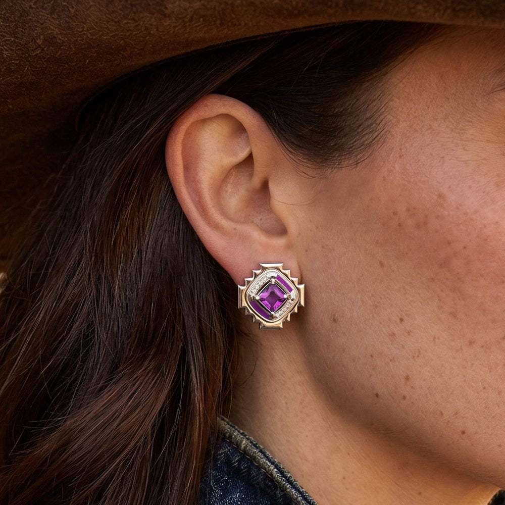 Cascading Ridges Earrings - Amethyst - Serene Western