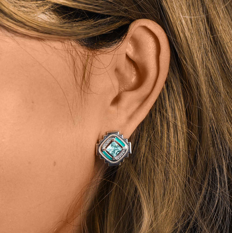 Cascading Ridges Earrings - Aquamarine - Serene Western