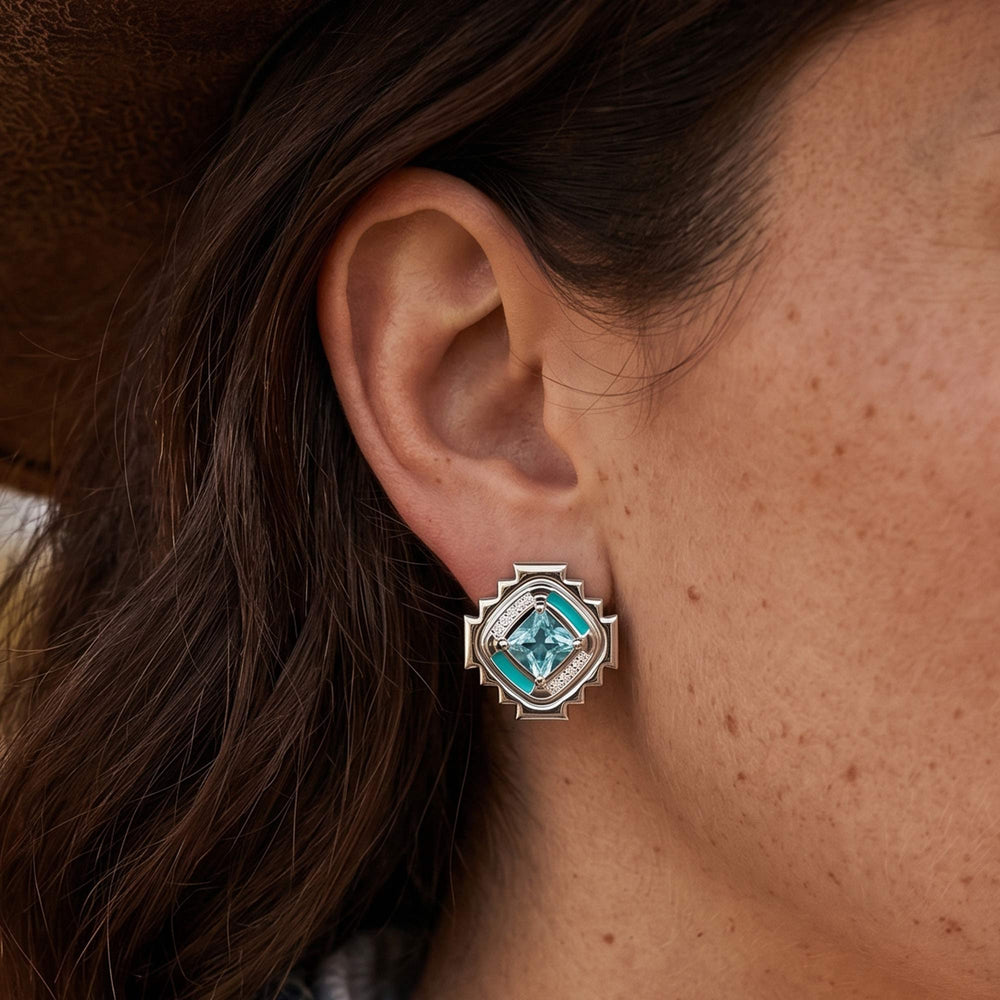 Cascading Ridges Earrings - Aquamarine - Serene Western