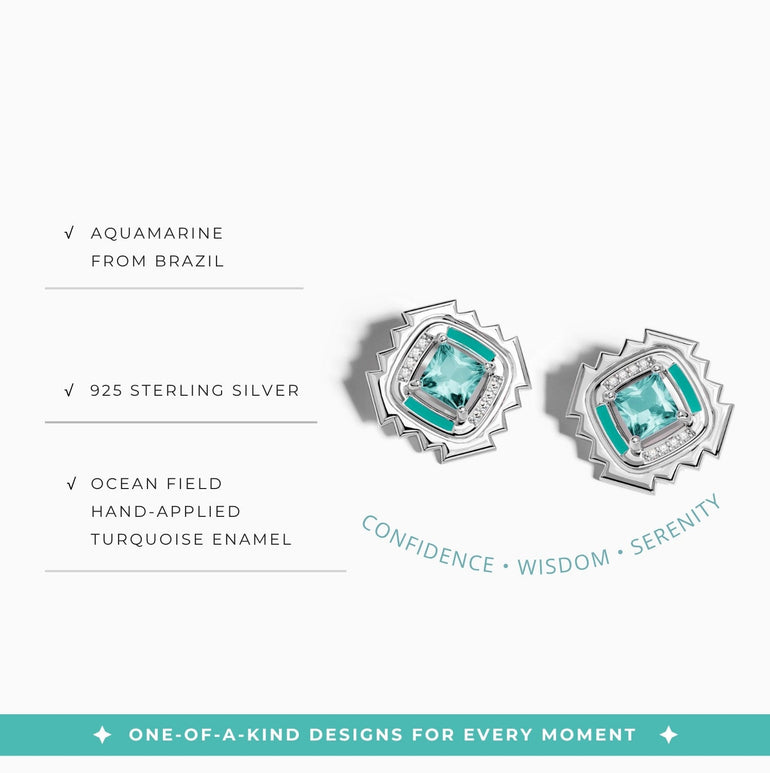 Cascading Ridges Earrings - Aquamarine - Serene Western