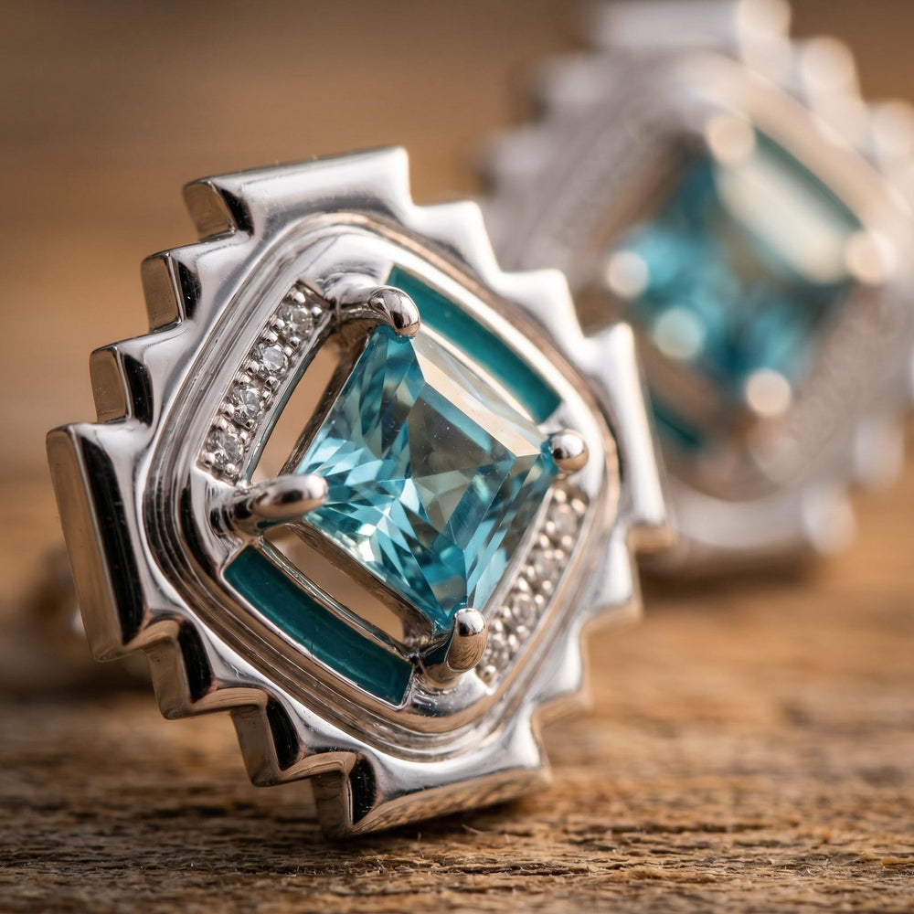 Cascading Ridges Earrings - Aquamarine - Serene Western