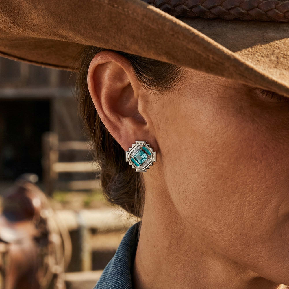 Cascading Ridges Earrings - Aquamarine - Serene Western