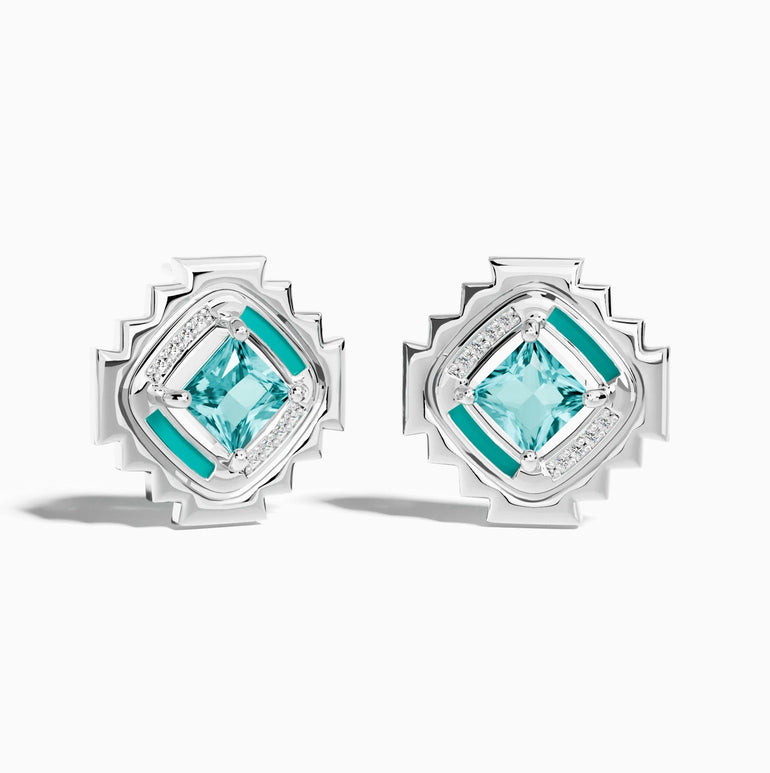 Cascading Ridges Earrings - Aquamarine - Serene Western