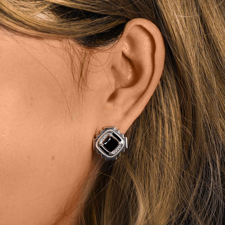 Cascading Ridges Earrings - Black Onyx - Serene Western