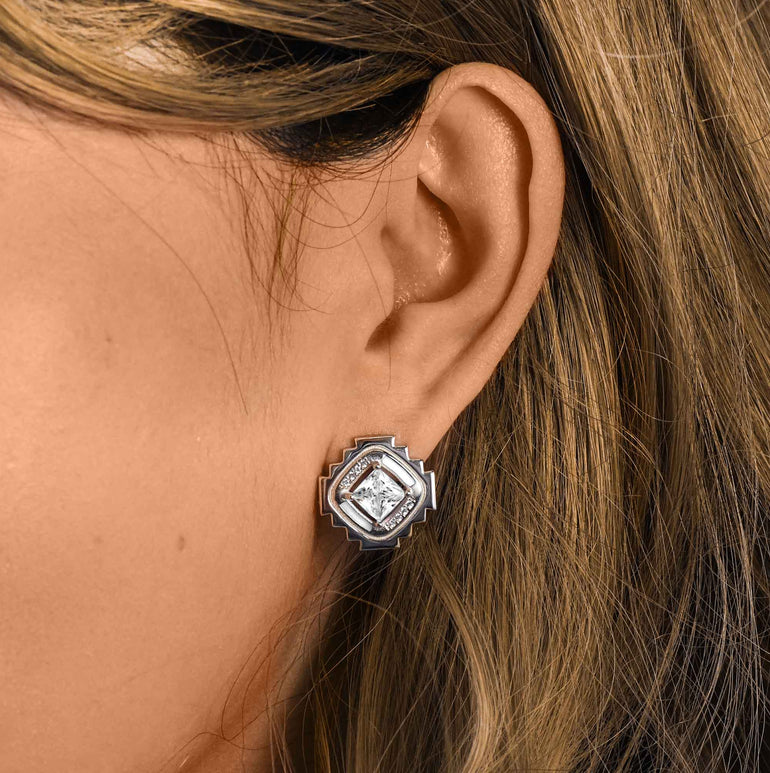 Cascading Ridges Earrings - Moissanite - Serene Western