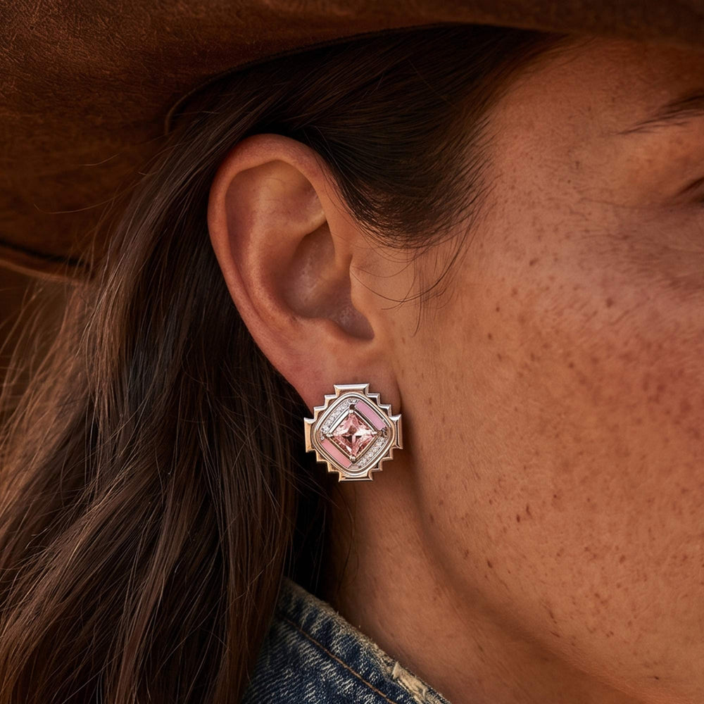 Cascading Ridges Earrings - Rose Quartz - Serene Western