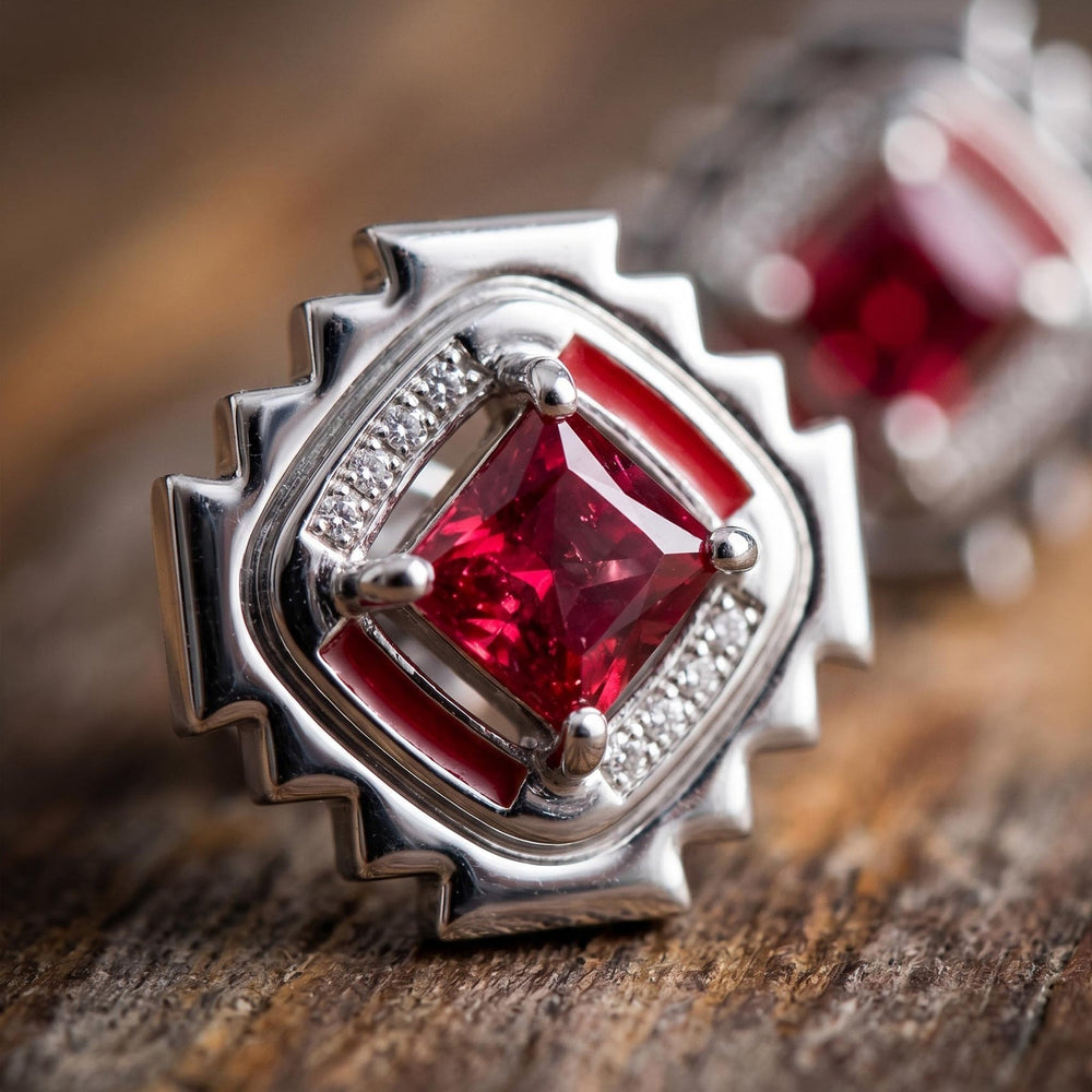 Cascading Ridges Earrings - Ruby - Serene Western