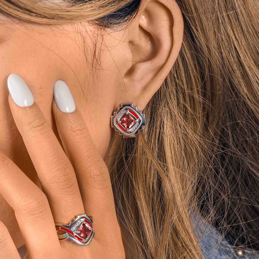 Cascading Ridges Earrings - Ruby - Serene Western