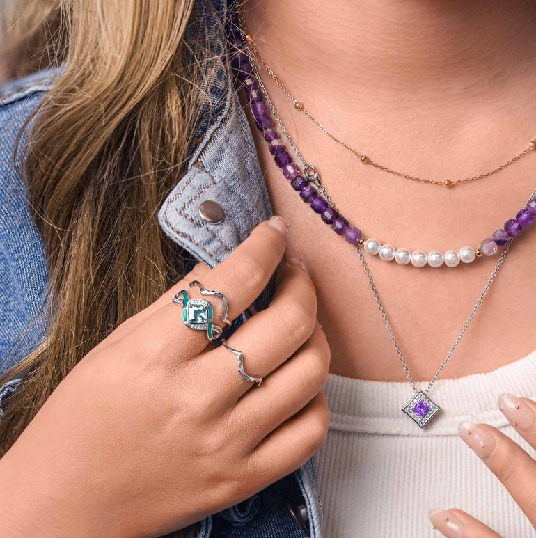 Cascading Ridges Ring - Aquamarine - Serene Western