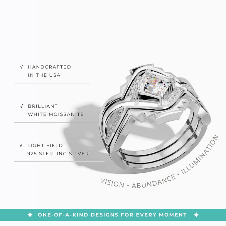 Cascading Ridges Ring - Moissanite & White - Serene Western
