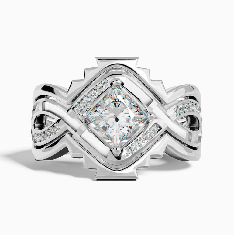 Cascading Ridges Ring - Moissanite & White - Serene Western