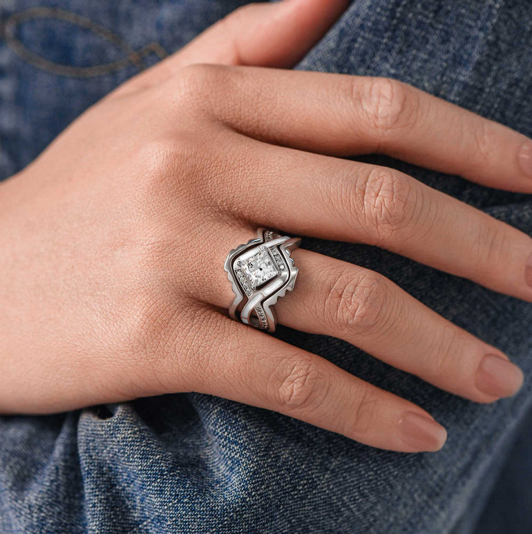 Cascading Ridges Ring - Moissanite & White - Serene Western