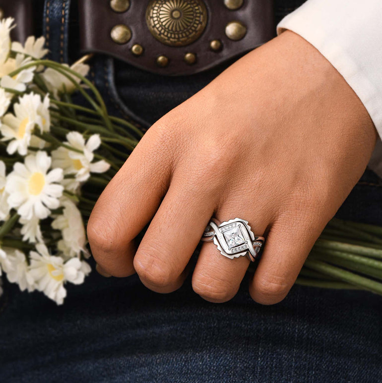 Cascading Ridges Ring - Moissanite & White - Serene Western
