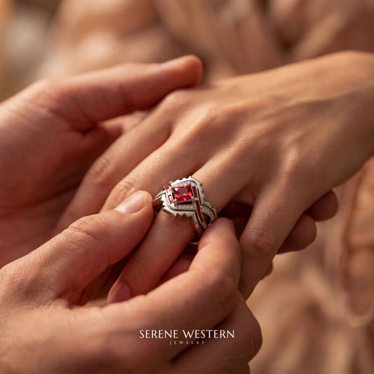 Cascading Ridges Ring - Ruby - Serene Western