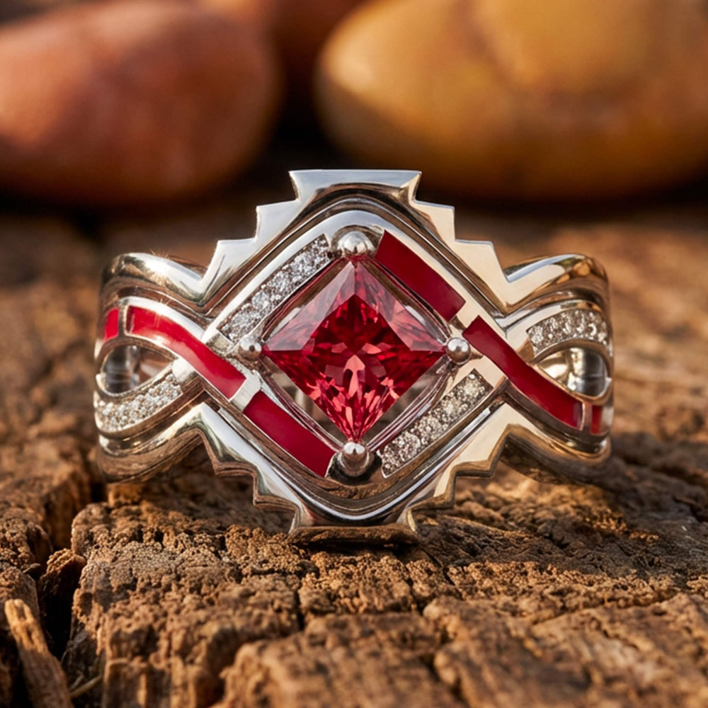Cascading Ridges Ring - Ruby - Serene Western