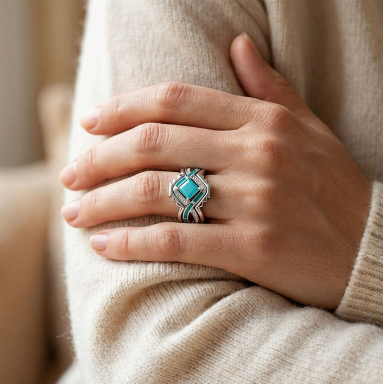 Cascading Ridges Ring - Turquoise - Serene Western