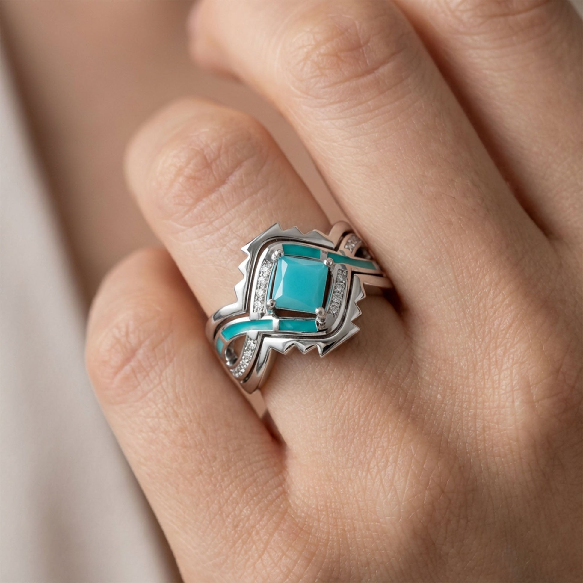 Cascading Ridges Ring - Turquoise - Serene Western
