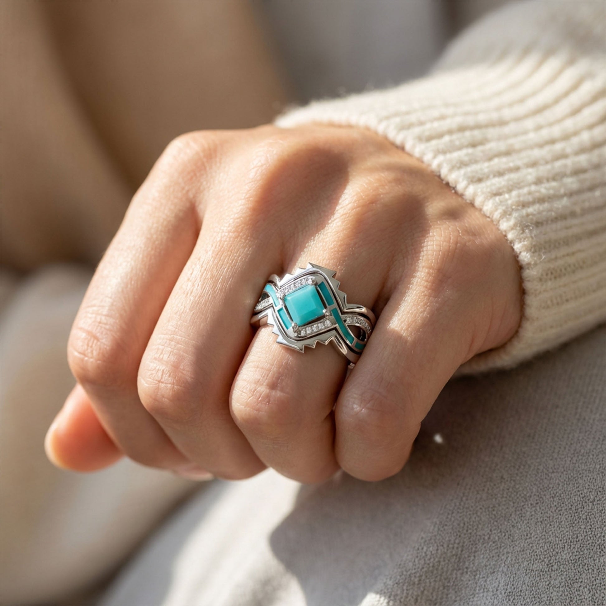 Cascading Ridges Ring - Turquoise - Serene Western