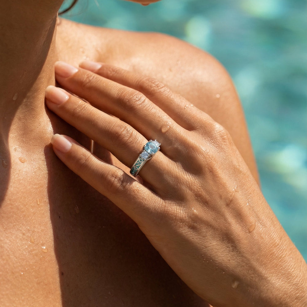 Century Romance Ring - Aquamarine - Serene Western