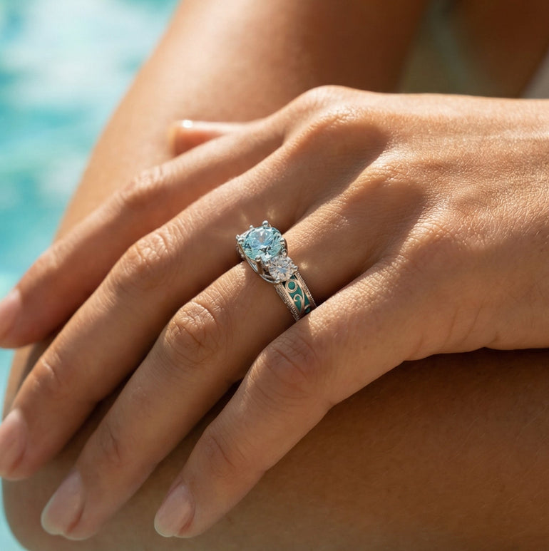 Century Romance Ring - Aquamarine - Serene Western