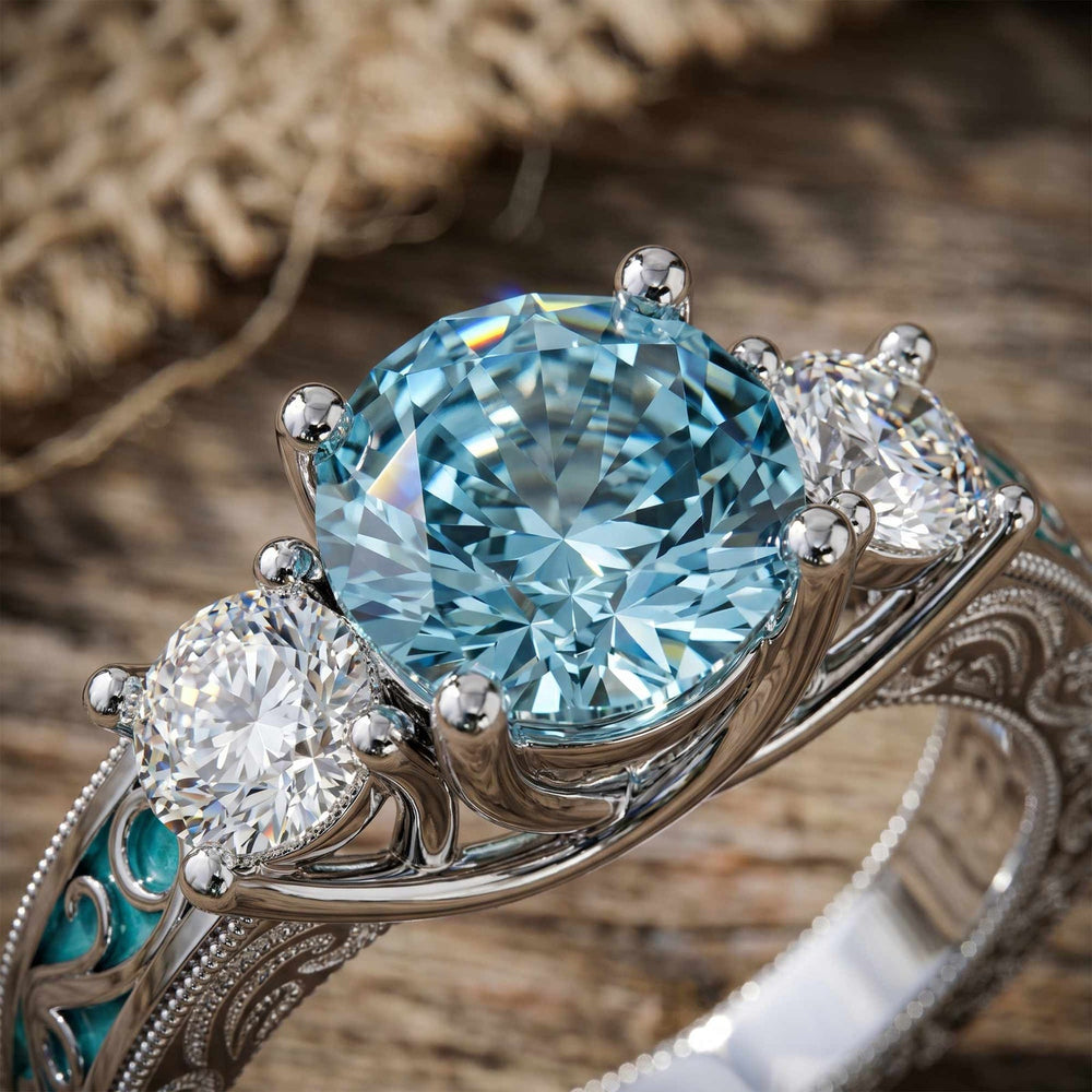 Century Romance Ring - Aquamarine - Serene Western