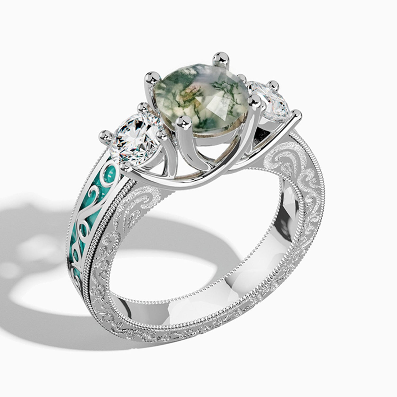 Century Romance Ring - Moss Agate - Serene Western