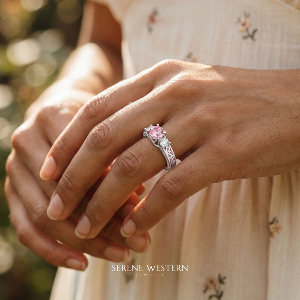 Century Romance Ring - Rose Quartz - Serene Western