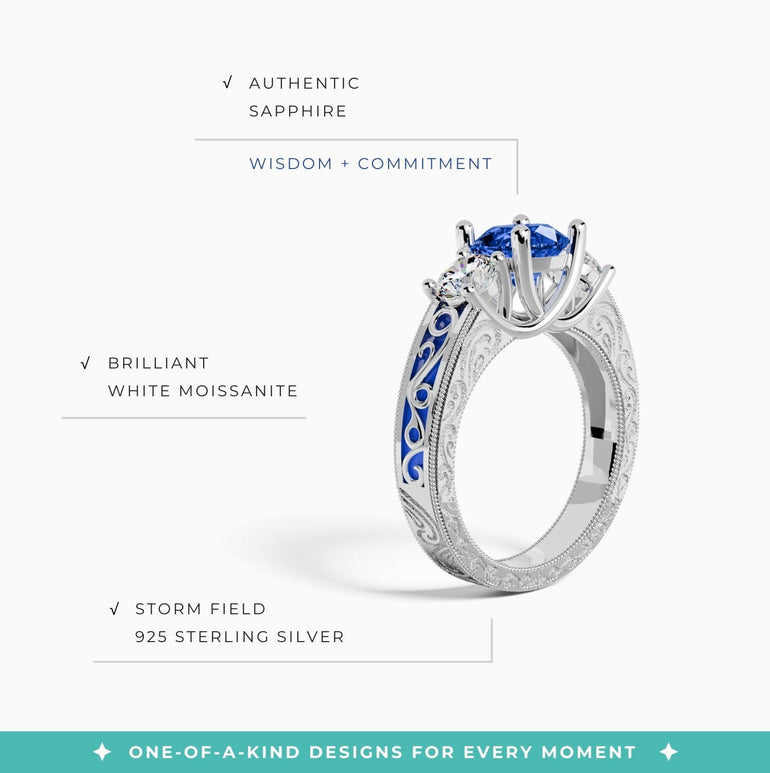Century Romance Ring - Sapphire - Serene Western