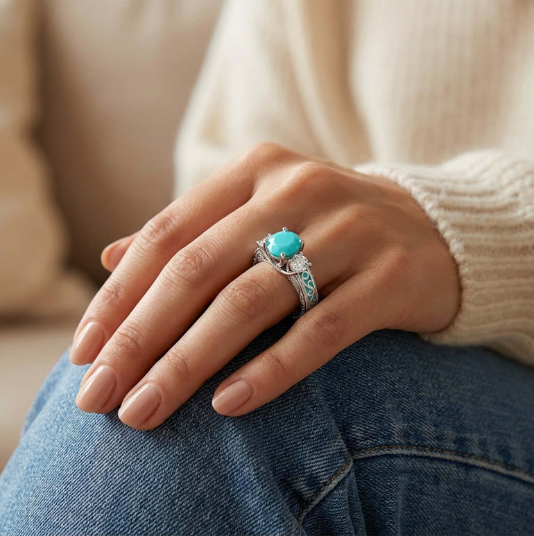 Century Romance Ring - Turquoise - Serene Western