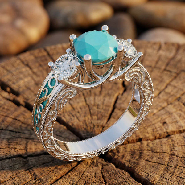 Century Romance-ring - Akvamarin