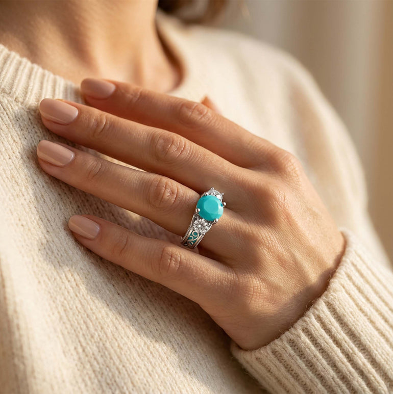 Century Romance Ring - Turquoise - Serene Western